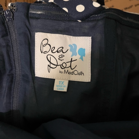 Navy Blue White Polka Dot dress, Bea & Dot by Modcloth, Size 1X - Picture 7 of 9